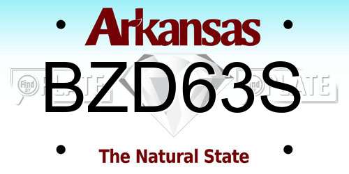 BZD63S Arkansas License Plate