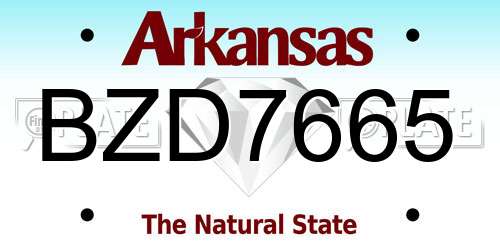BZD7665 Arkansas License Plate