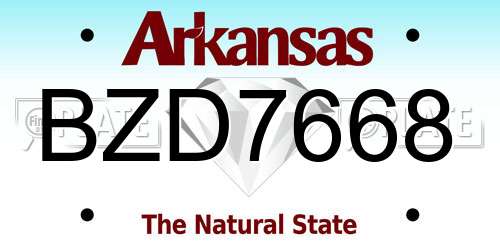 BZD7668 Arkansas License Plate
