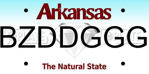 BZDDGGG Arkansas License Plate
