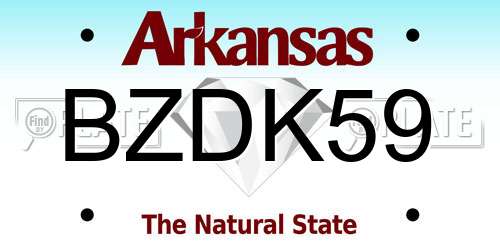 BZDK59 Arkansas License Plate