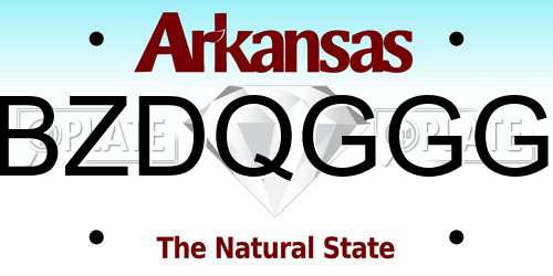 BZDQGGG Arkansas License Plate