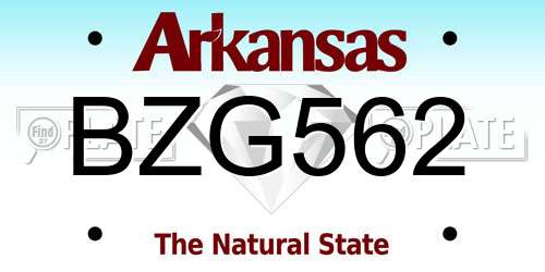 BZG562 Arkansas License Plate