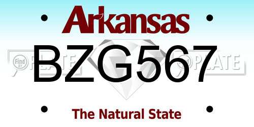 BZG567 Arkansas License Plate