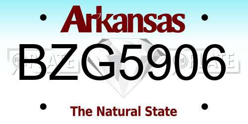 BZG5906 Arkansas License Plate