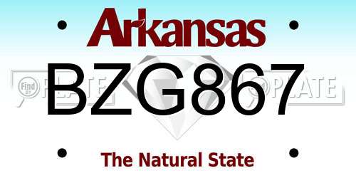 BZG867 Arkansas License Plate