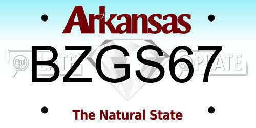 BZGS67 Arkansas License Plate