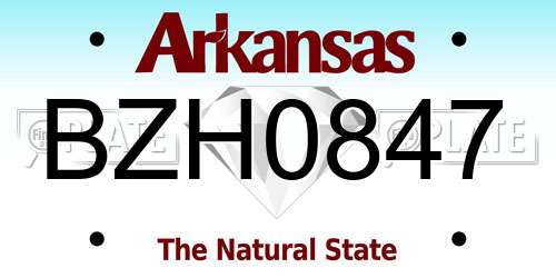 BZH0847 Arkansas License Plate