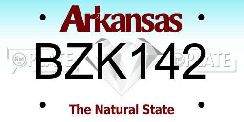 BZK142 Arkansas License Plate