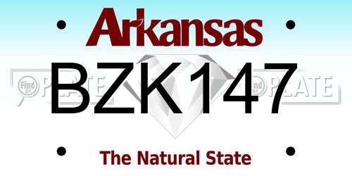 BZK147 Arkansas License Plate