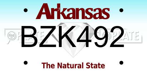 BZK492 Arkansas License Plate
