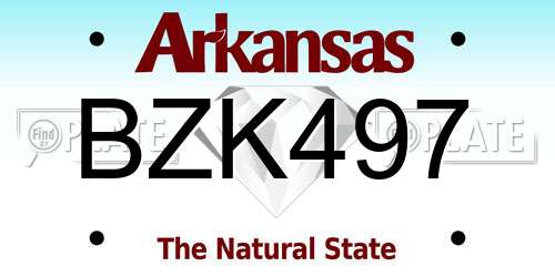 BZK497 Arkansas License Plate