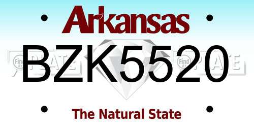 BZK5520 Arkansas License Plate
