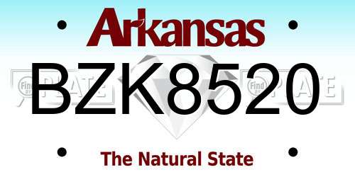 BZK8520 Arkansas License Plate