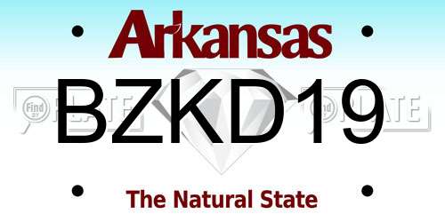 BZKD19 Arkansas License Plate