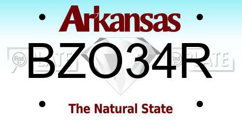 BZO34R Arkansas License Plate