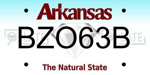 BZO63B Arkansas License Plate