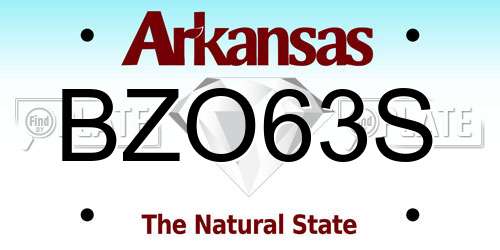 BZO63S Arkansas License Plate