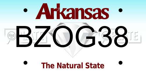 BZOG38 Arkansas License Plate