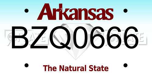 BZQ0666 Arkansas License Plate