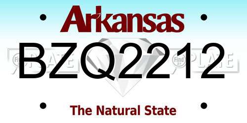BZQ2212 Arkansas License Plate