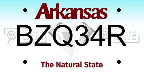 BZQ34R Arkansas License Plate