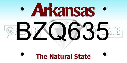 BZQ635 Arkansas License Plate