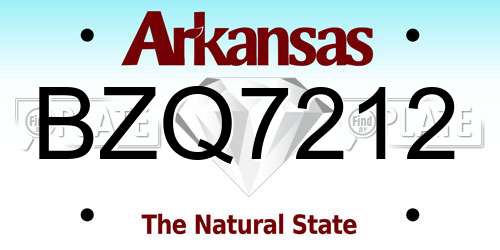 BZQ7212 Arkansas License Plate