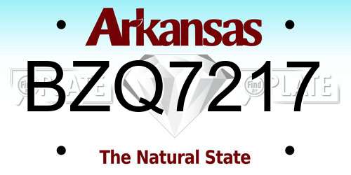 BZQ7217 Arkansas License Plate
