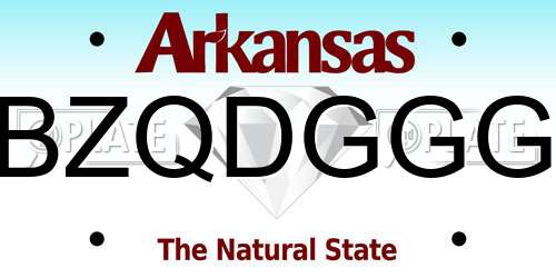 BZQDGGG Arkansas License Plate