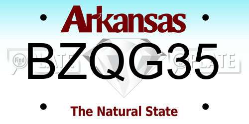 BZQG35 Arkansas License Plate