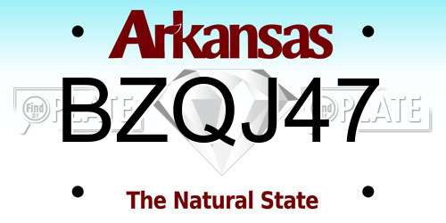 BZQJ47 Arkansas License Plate