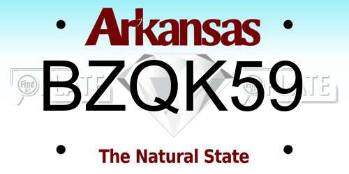 BZQK59 Arkansas License Plate