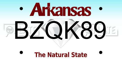 BZQK89 Arkansas License Plate