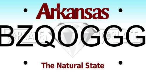 BZQOGGG Arkansas License Plate