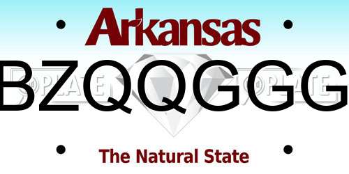 BZQQGGG Arkansas License Plate
