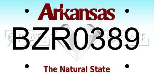 BZR0389 Arkansas License Plate