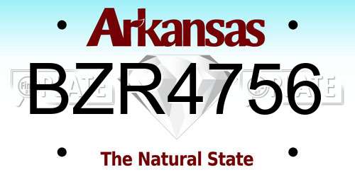 BZR4756 Arkansas License Plate