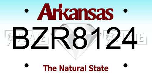 BZR8124 Arkansas License Plate