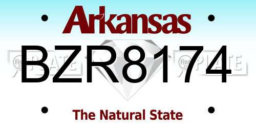 BZR8174 Arkansas License Plate