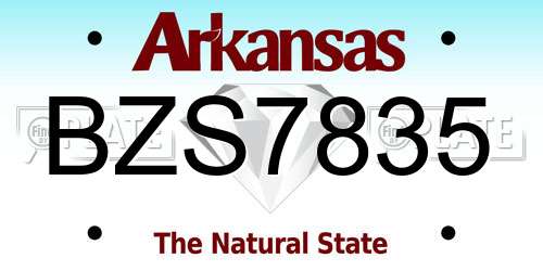 BZS7835 Arkansas License Plate