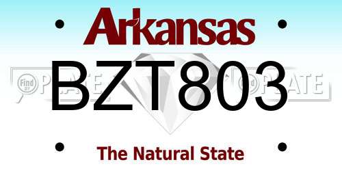 BZT803 Arkansas License Plate