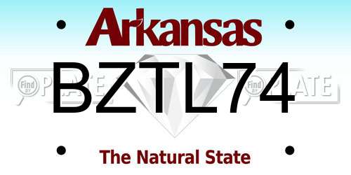 BZTL74 Arkansas License Plate