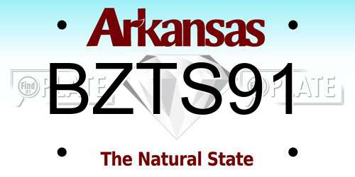 BZTS91 Arkansas License Plate