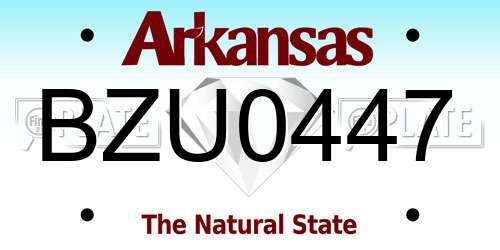 BZU0447 Arkansas License Plate