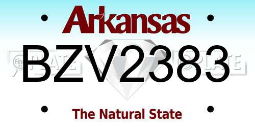 BZV2383 Arkansas License Plate