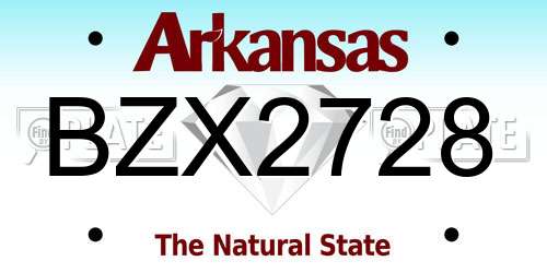BZX2728 Arkansas License Plate