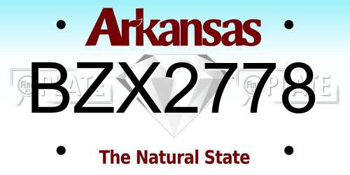 BZX2778 Arkansas License Plate