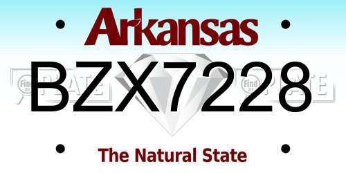 BZX7228 Arkansas License Plate