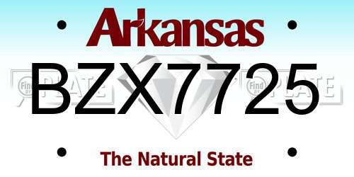 BZX7725 Arkansas License Plate